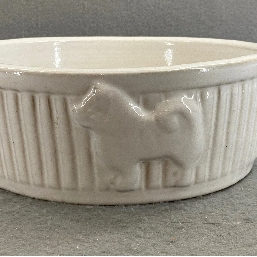 Robinson Ransbottom RRPC Vintage Dog Bowl USA Roseville Ohio Stoneware 1930s